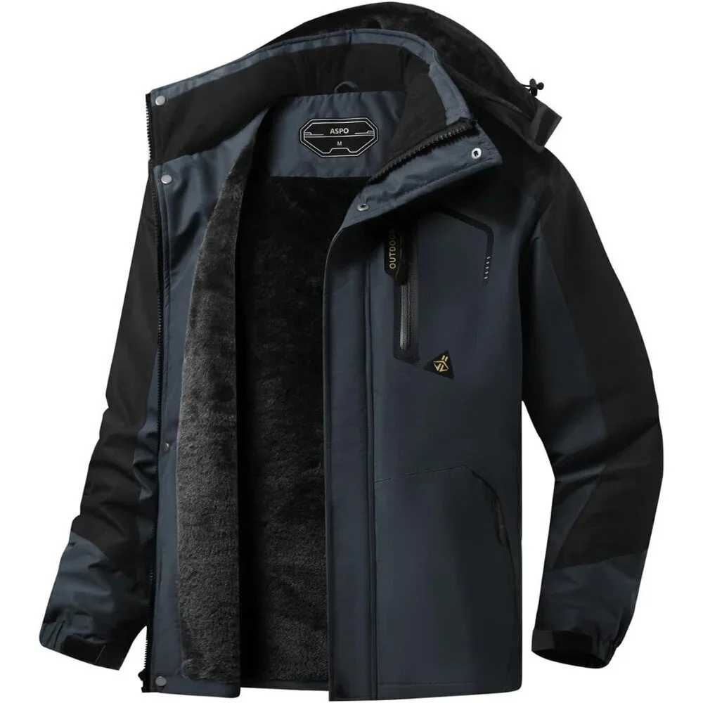 Men's NavyBlue 1 Waterproof Winter Warm Snow Coat Fleece Lined Hiking Ski Jacket